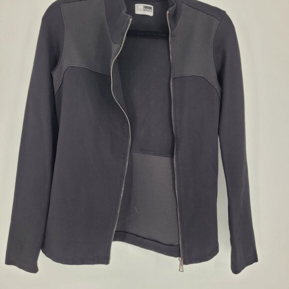 The Base womens medium black ribbed fitted zip Moto style full zip athletic - Picture 6 of 10